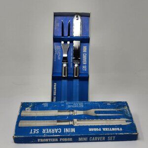 Carver Set Knife & Fork Lucite Stainless Steel by Frontier Forge Clear Vintage